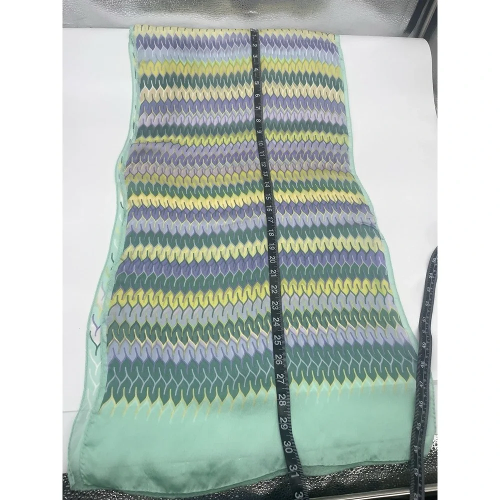 Missoni Rectangle Pastel Blue Green Silk Scarf Italy 16